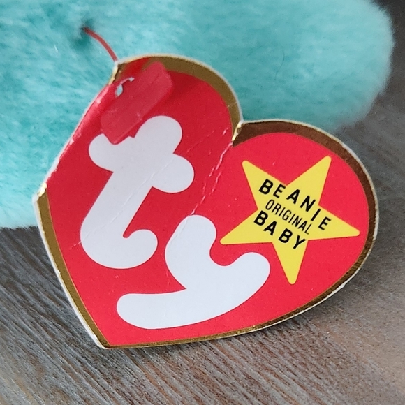 π° TY Beanie Baby β "Hippity" the Aqua Plush Bunny (1996) β Vintage Collectible - Picture 8 of 13